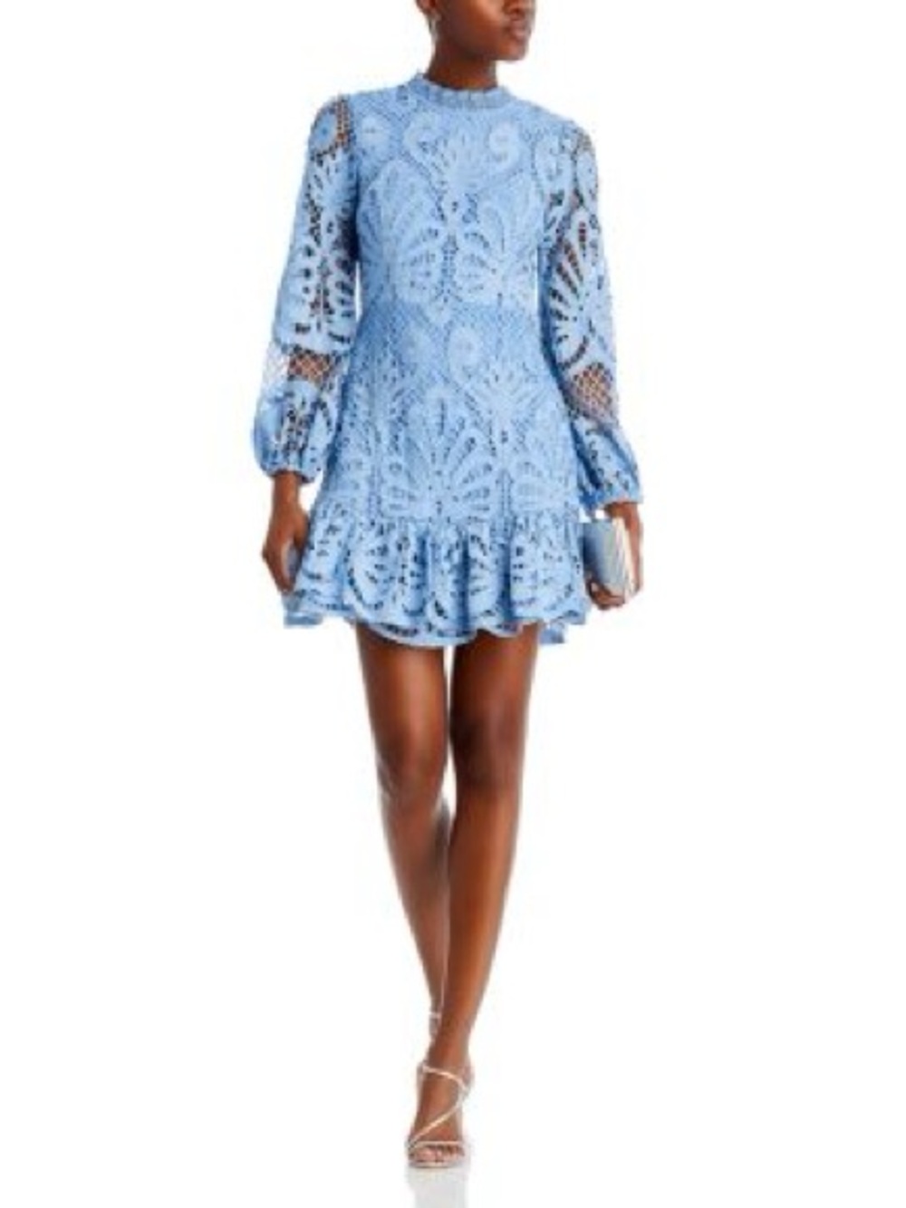 Aqua Powder Blue Crochet Lace Mini Dress